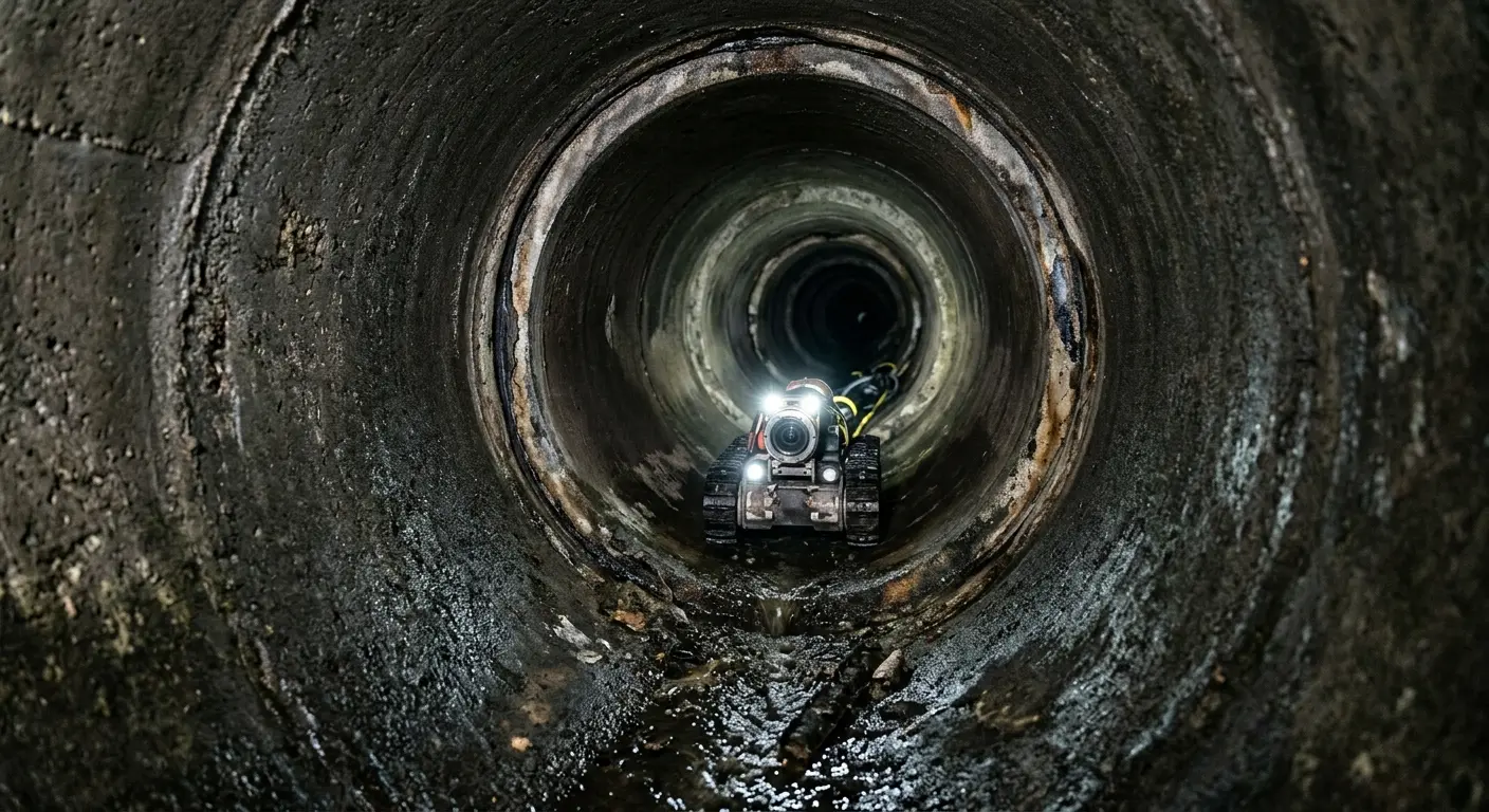 Robotic sewer camera inspecting pipe interior for Sewer Line Repair in Medford
